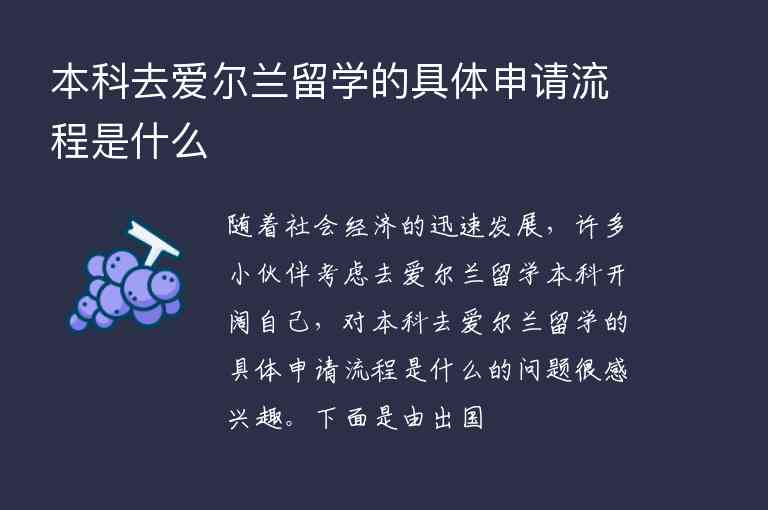 本科去愛爾蘭留學的具體申請流程是什么