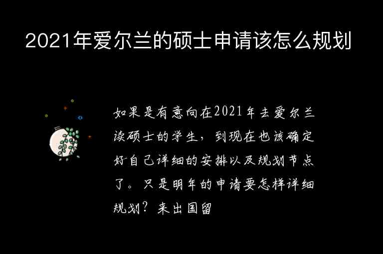 2021年愛爾蘭的碩士申請(qǐng)?jiān)撛趺匆?guī)劃