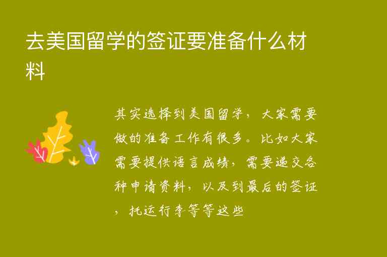 去美國留學的簽證要準備什么材料