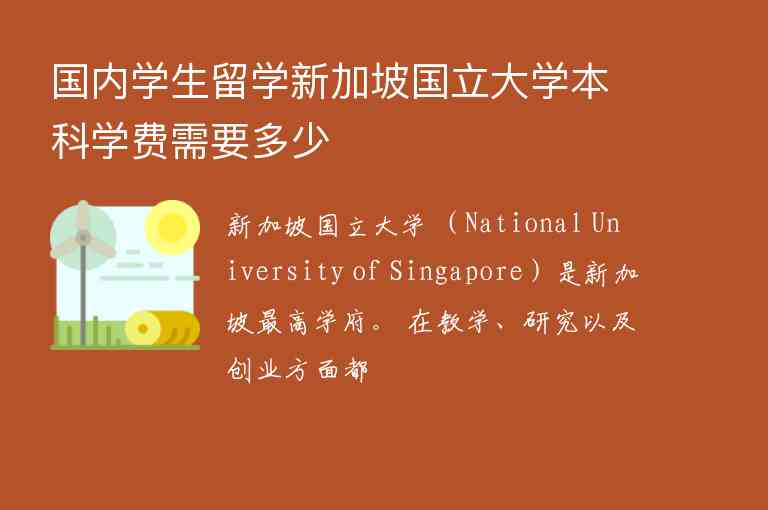 國內學生留學新加坡國立大學本科學費需要多少