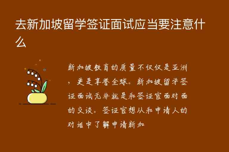 去新加坡留學簽證面試應當要注意什么