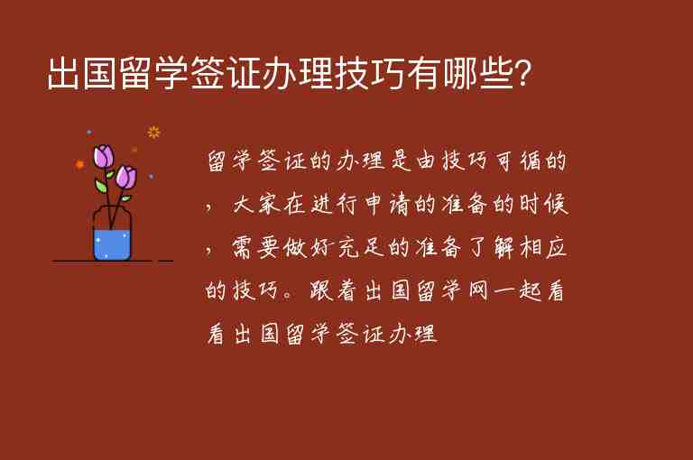 出國留學簽證辦理技巧有哪些？