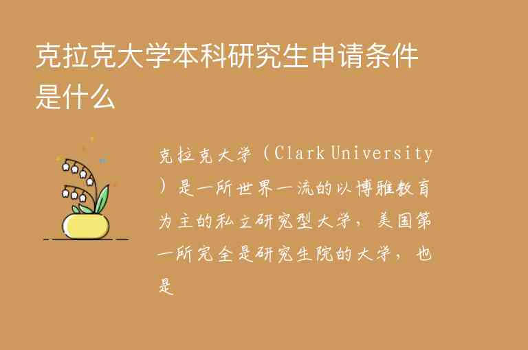 克拉克大學(xué)本科研究生申請(qǐng)條件是什么