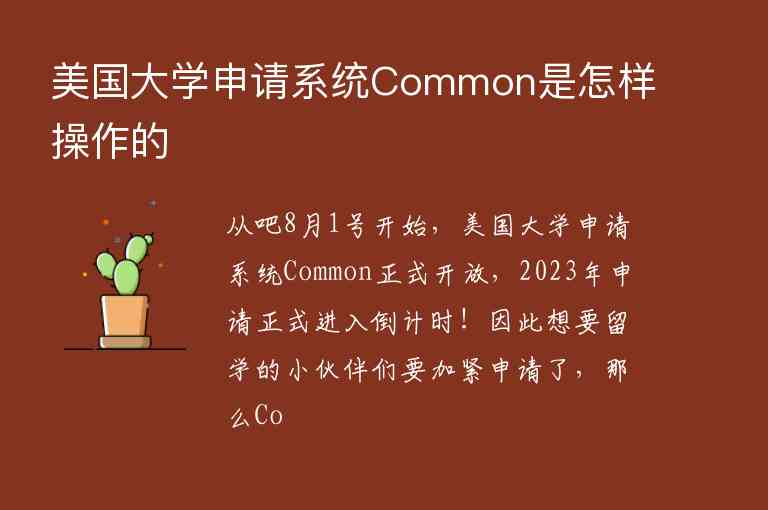 美國大學(xué)申請系統(tǒng)Common是怎樣操作的