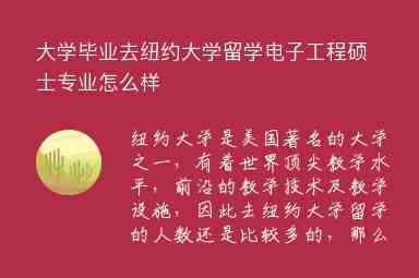 大學(xué)畢業(yè)去紐約大學(xué)留學(xué)電子工程碩士專業(yè)怎么樣