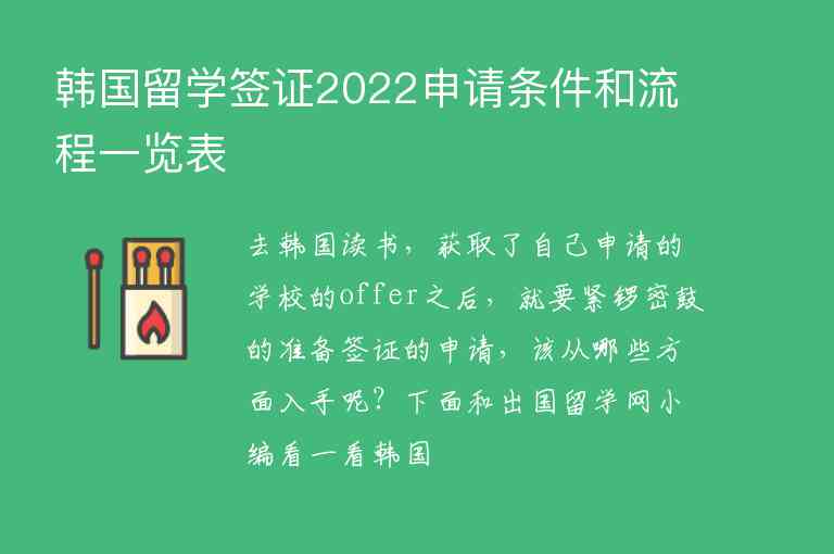 韓國留學(xué)簽證2022申請條件和流程一覽表