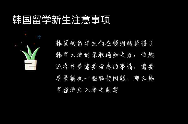 韓國留學(xué)新生注意事項