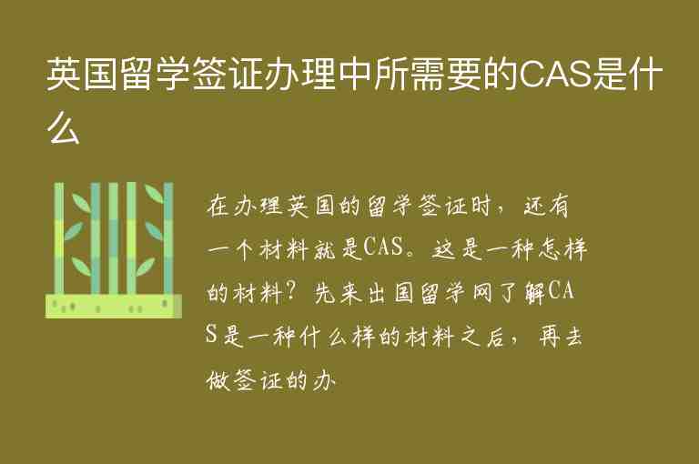 英國留學(xué)簽證辦理中所需要的CAS是什么