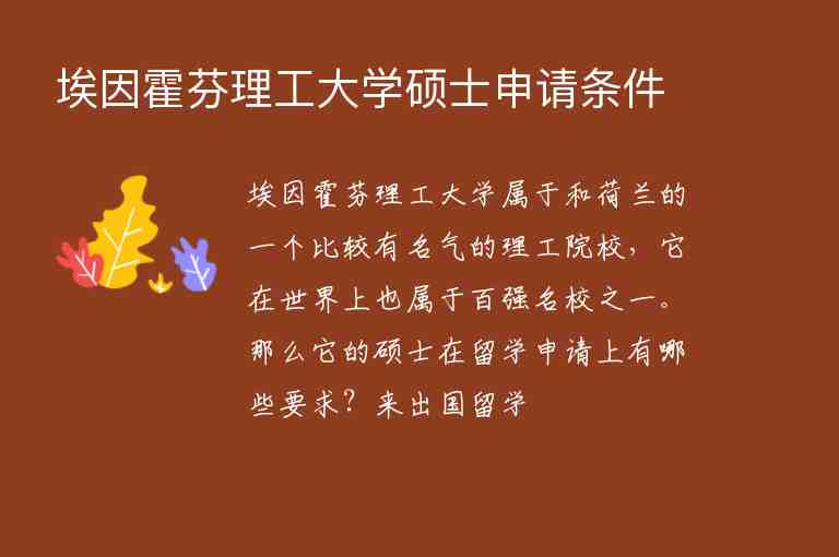 埃因霍芬理工大學(xué)碩士申請條件