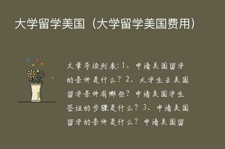 大學(xué)留學(xué)美國(guó)（大學(xué)留學(xué)美國(guó)費(fèi)用）