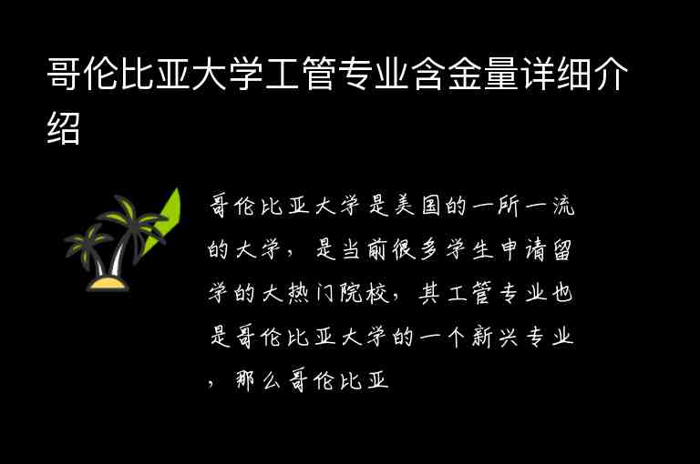 哥倫比亞大學(xué)工管專業(yè)含金量詳細(xì)介紹