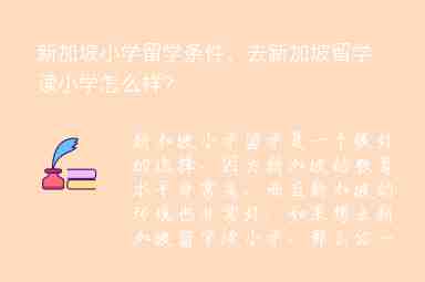 新加坡小學(xué)留學(xué)條件，去新加坡留學(xué)讀小學(xué)怎么樣？