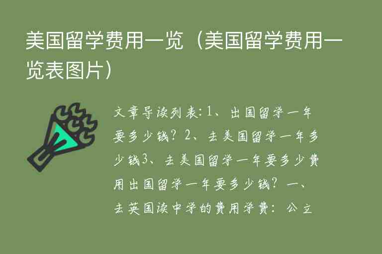 美國留學(xué)費用一覽（美國留學(xué)費用一覽表圖片）