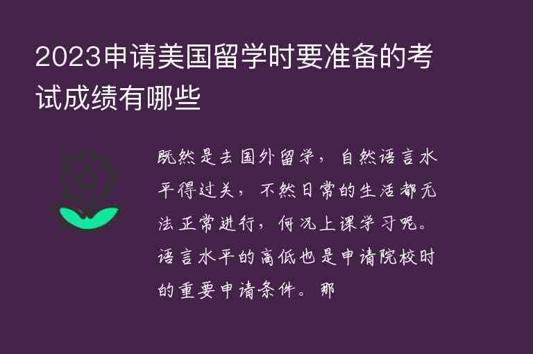 2023申請美國留學(xué)時要準(zhǔn)備的考試成績有哪些