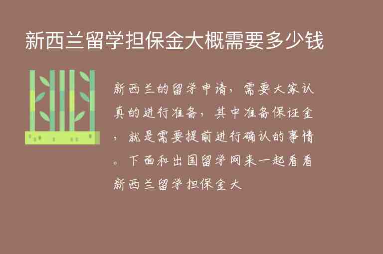 新西蘭留學(xué)擔(dān)保金大概需要多少錢